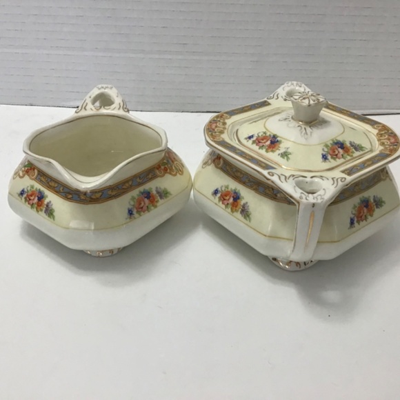 VINTAGE W. H. GRINDLEY SHERATON IVORY CREAMER SUGAR - Picture 8 of 8